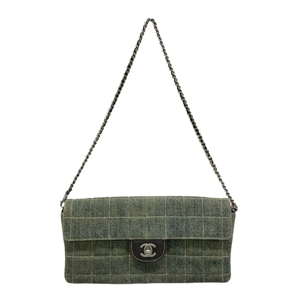 Chanel Chocolate Bar Shoulder Bag Navy Black